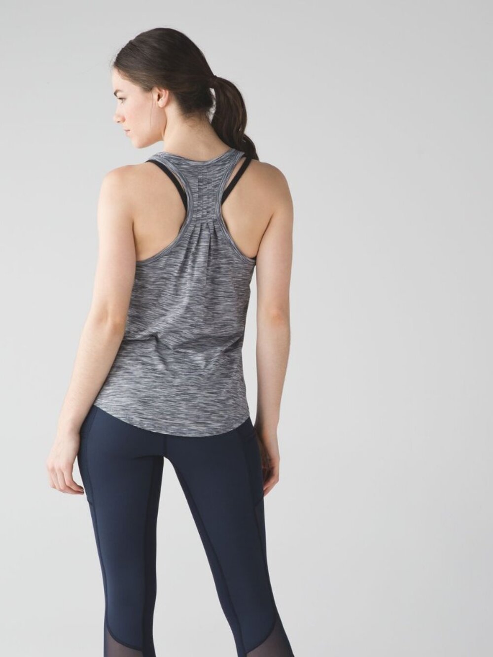 Lululemon Yogi Everyday Halter Tank,  Space Dye White Black, size 6